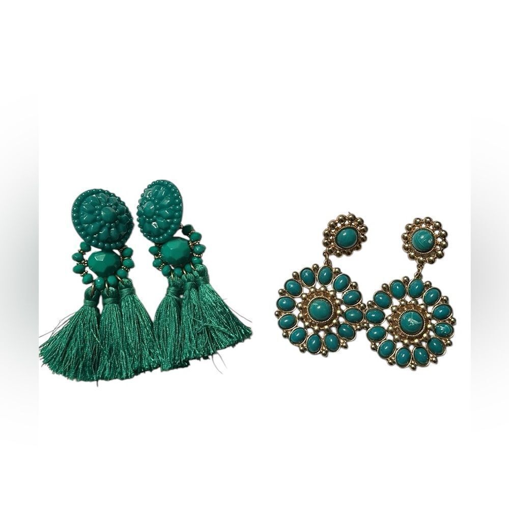 H&M Teal/Gold tone Earrings.New Without Tag